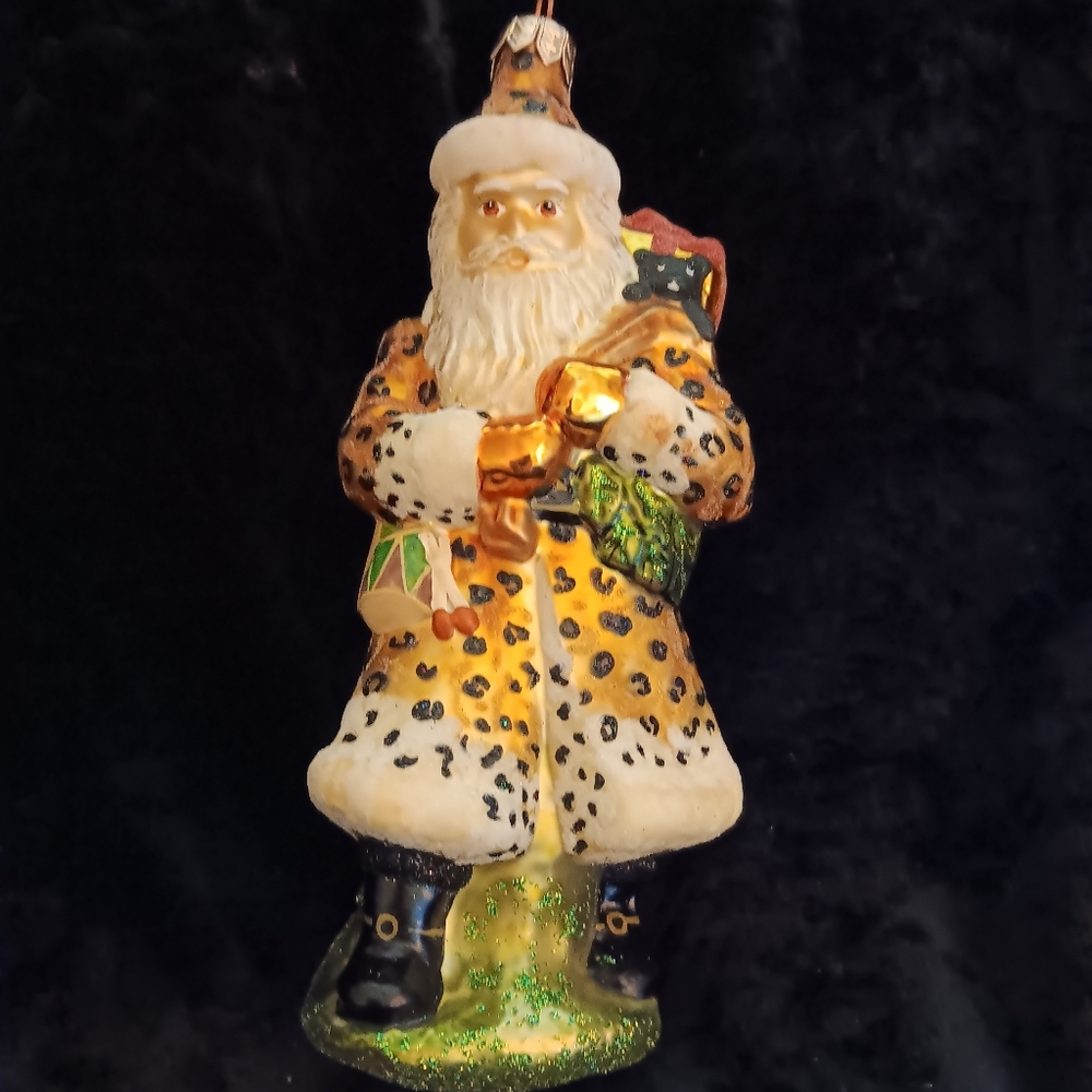 Slavic Treasures Cheetah Santa Ornament